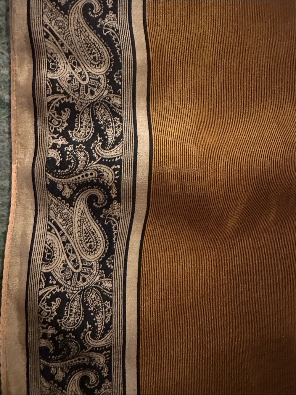 100% Silk KATJA Vintage 27” Square. Caramel w/ Black Detail. Rare Find.